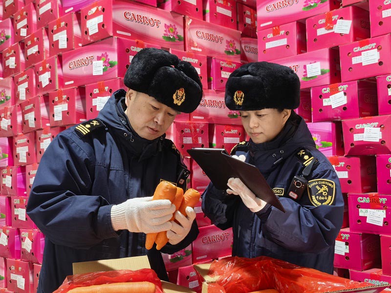 title="1771994304416355.jpg" alt="2026021111132474993.jpg"/><br /> 图为:满洲里海关关员对出口果蔬开展查检作业 title="1771994304416355.jpg" alt="2026021111132474993.jpg"/><br /> 图为:满洲里海关关员对出口果蔬开展查检作业